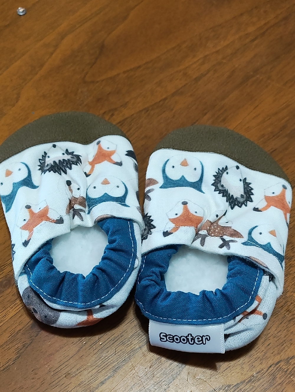 Scooter Baby Shoes with Fox & Owl Print, 0-6mo